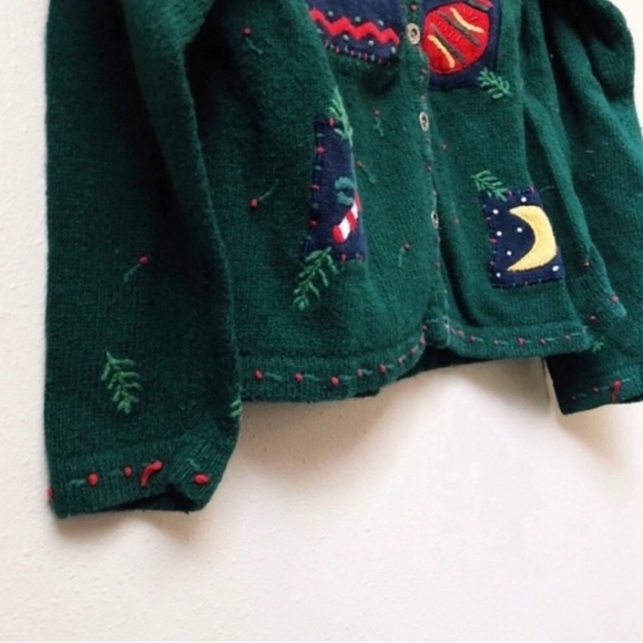 “Ugly” Christmas Sweater Green Button Appliqué - Picture 3 of 7